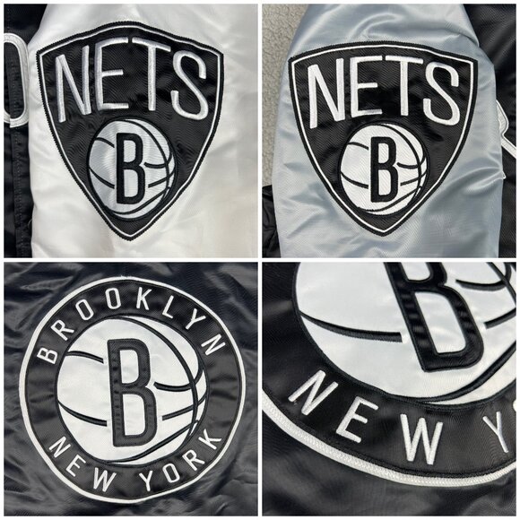 Brooklyn Nets Varsity Jacket Mens 3XL XXXL Black Satin Snap Starter G-III NBA - Picture 9 of 11